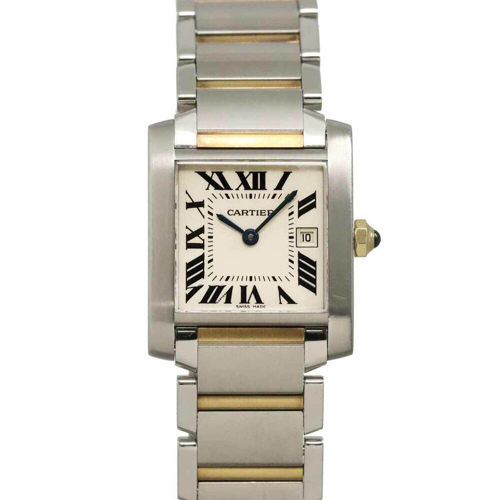 Cartier Tank Francaise MM Two-Tone W51012Q4 Boys' Watch, Date, Ivory, Yellow ...